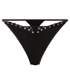 String mit hohem Beinausschnitt Pina - Schwarz