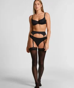 Strümpfe 30 Denier Spitze Anti-Laufmasche - Schwarz
