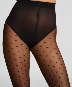 Strumpfhose 15 Denier Dots Anti-Laufmasche - Schwarz