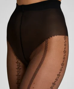 Strumpfhose 15 Denier Graphic Lines - Schwarz