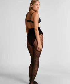 Strumpfhose 15 Denier Leopard - Schwarz