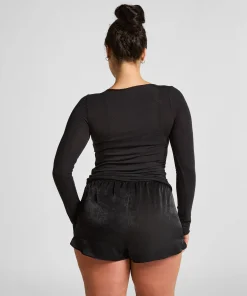 Super Soft Shirt aus Kaschmir-Mix mit U-Boot-Ausschnitt - Schwarz