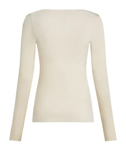 Super Soft Shirt aus Kaschmir-Mix mit U-Boot-Ausschnitt - Weiß