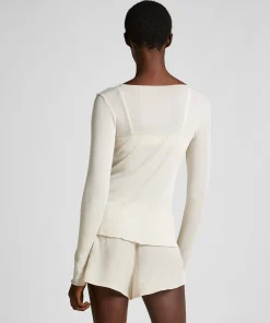 Super Soft Shirt aus Kaschmir-Mix mit U-Boot-Ausschnitt - Weiß