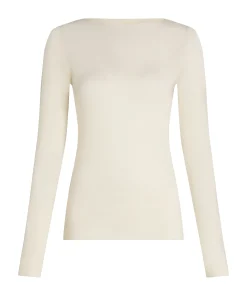 Super Soft Shirt aus Kaschmir-Mix mit U-Boot-Ausschnitt - Weiß