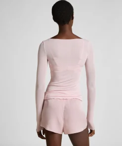 Super Soft Shirt aus Kaschmir-Mix mit U-Boot-Ausschnitt - Rosa