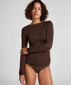 Super Soft Shirt aus Kaschmir-Mix mit U-Boot-Ausschnitt - Braun