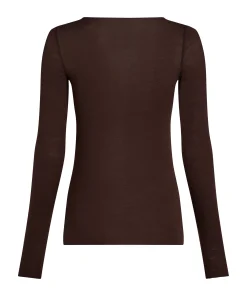 Super Soft Shirt aus Kaschmir-Mix mit U-Boot-Ausschnitt - Braun