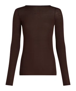 Super Soft Shirt aus Kaschmir-Mix mit U-Boot-Ausschnitt - Braun
