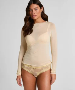 Super Soft Shirt aus Kaschmir-Mix mit U-Boot-Ausschnitt - Gelb