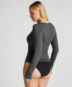 Super Soft Shirt aus Kaschmir-Mix mit U-Boot-Ausschnitt - Grau