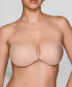 Tief ausgeschnittener Klebe-BH - Beige