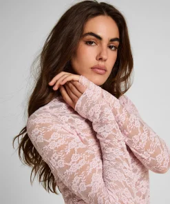Top aus Allover-Spitze - Rosa