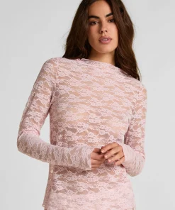 Top aus Allover-Spitze - Rosa