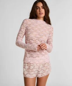 Top aus Allover-Spitze - Rosa