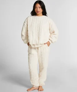 Top Cable Fleece - Weiß