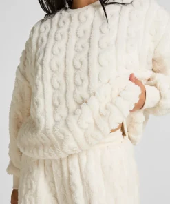 Top Cable Fleece - Weiß