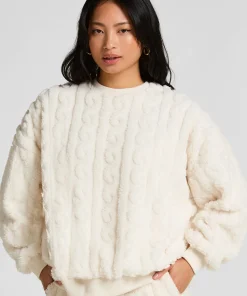 Top Cable Fleece - Weiß