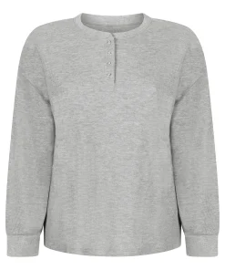 Top Waffelstrick Henley - Grau