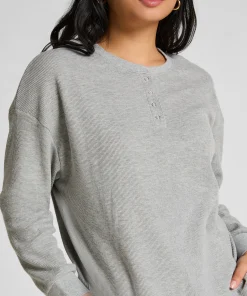 Top Waffelstrick Henley - Grau