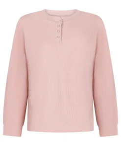 Top Waffelstrick Henley - Rosa
