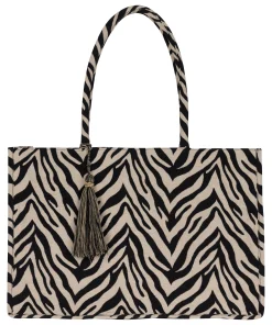 Tote Bag Zebra-Print - Schwarz