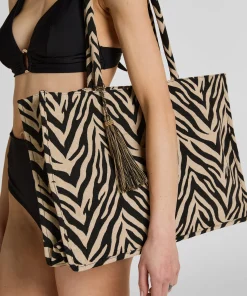 Tote Bag Zebra-Print - Schwarz