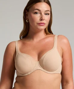 Unwattierter Bügel-BH Mesh - Beige