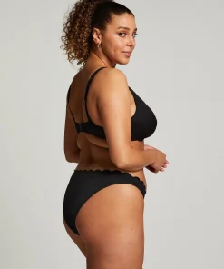 Unwattiertes Bügel-Bikini-Top Scallop - Schwarz