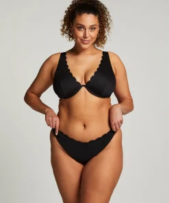 Unwattiertes Bügel-Bikini-Top Scallop - Schwarz