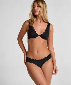 Unwattiertes Bügel-Bikini-Top Scallop - Schwarz