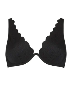 Unwattiertes Bügel-Bikini-Top Scallop - Schwarz