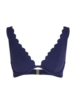 Unwattiertes Bügel-Bikini-Top Scallop - Blau