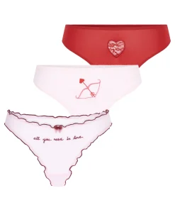Valentins-String 3er-Pack Geschenkset - Rosa