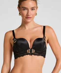 Vorgeformter Longline-Push-up-Bügel-BH Avela - Schwarz