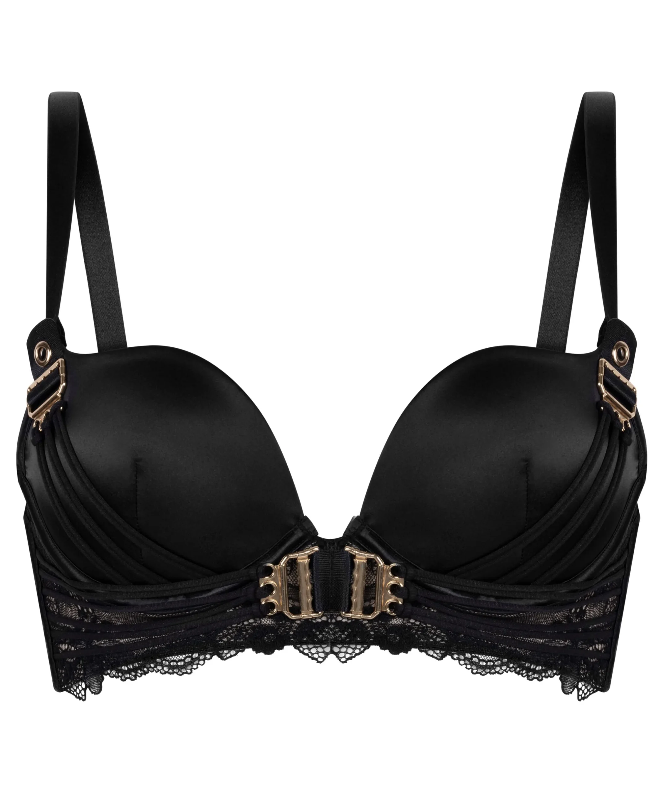 Vorgeformter Longline-Push-up-Bügel-BH Avela - Schwarz