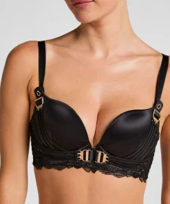 Vorgeformter Longline-Push-up-Bügel-BH Avela - Schwarz