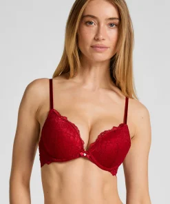 Vorgeformter Push-up-Bügel-BH Marine - Rot