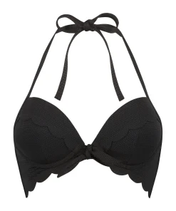 Vorgeformtes Push-up Bügel-Bikinitop Scallop Cup A - E - Schwarz