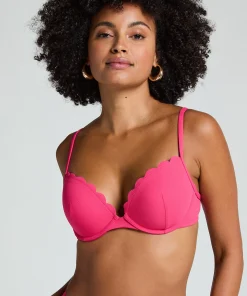 Vorgeformtes Push-up Bügel-Bikinitop Scallop Cup A - E - Rosa