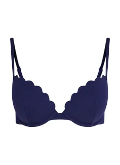 Vorgeformtes Push-up Bügel-Bikinitop Scallop Cup A - E - Blau