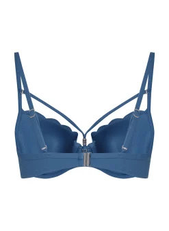 Wattiertes Bügel-Bikinioberteil Scallop - Blau