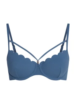 Wattiertes Bügel-Bikinioberteil Scallop - Blau