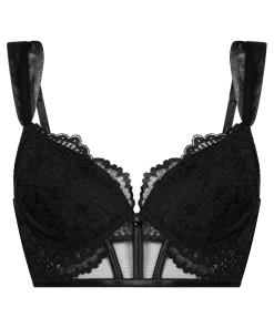 Whitney Gepolsterter Longline-Push-up-BH mit Bügel - Schwarz