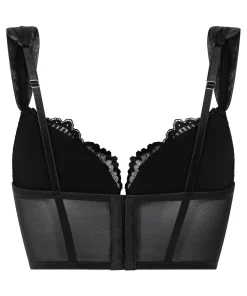 Whitney Gepolsterter Longline-Push-up-BH mit Bügel - Schwarz