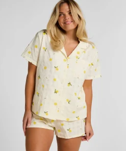 Zitronen Pyjamajacke - Weiß