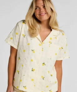 Zitronen Pyjamajacke - Weiß